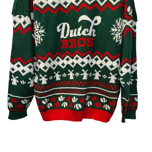 Rare Dutch Bros Brothers Christmas Sweater Mens XL Merry and Stoked Ugly Holiday - Picture 8 of 9